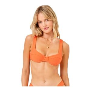 L*SPACE Eco Chic Repreve® Nikita Bikini Top - Tangerine NWT